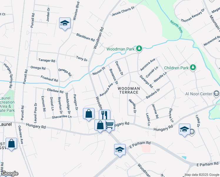 map of restaurants, bars, coffee shops, grocery stores, and more near 2101 Aeronca Avenue in Richmond