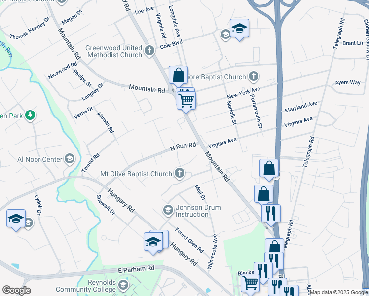 map of restaurants, bars, coffee shops, grocery stores, and more near 9709 North Run Road in Glen Allen