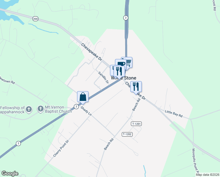 map of restaurants, bars, coffee shops, grocery stores, and more near 281 Boles Avenue in White Stone