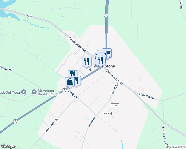 map of restaurants, bars, coffee shops, grocery stores, and more near 281 Boles Avenue in White Stone