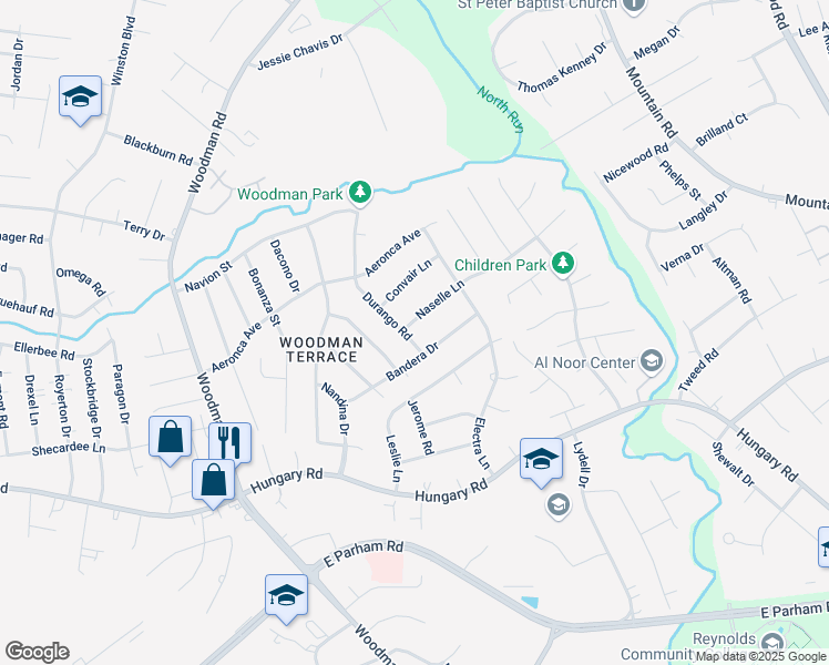 map of restaurants, bars, coffee shops, grocery stores, and more near 1816 Bandera Drive in Richmond