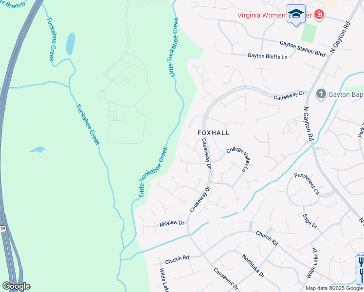 map of restaurants, bars, coffee shops, grocery stores, and more near 4024 Huntsteed Way in Henrico