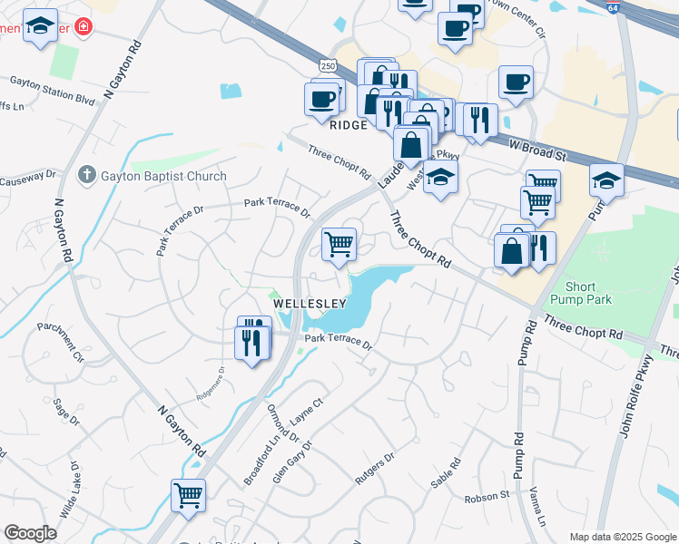 map of restaurants, bars, coffee shops, grocery stores, and more near in Richmond