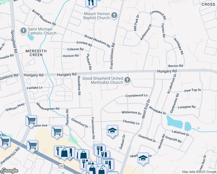map of restaurants, bars, coffee shops, grocery stores, and more near 4004 Bayapple Drive in Richmond