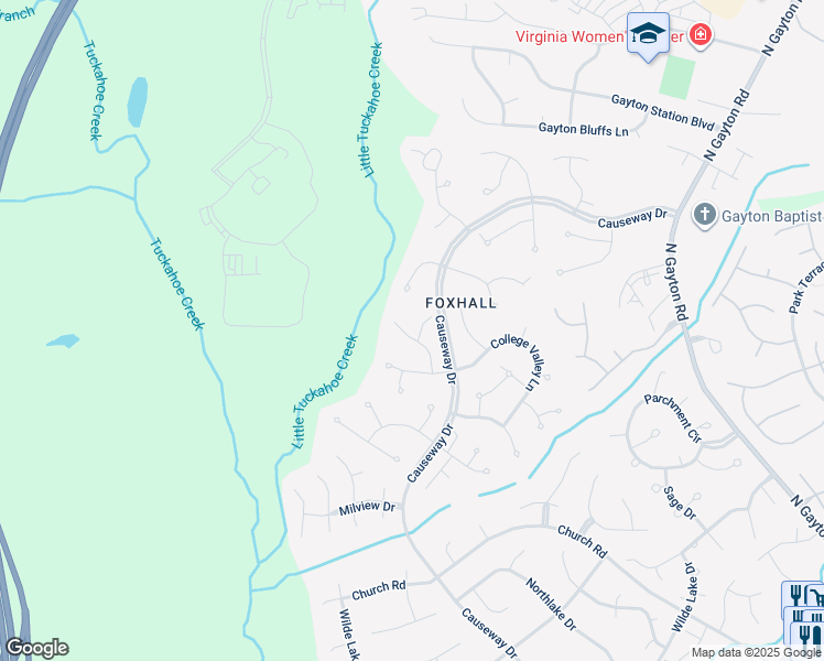 map of restaurants, bars, coffee shops, grocery stores, and more near 4017 Huntsteed Way in Richmond