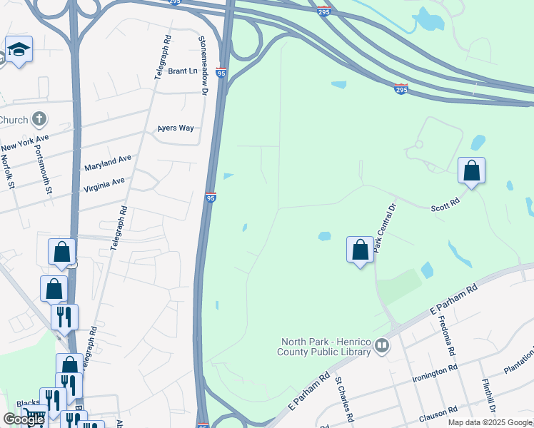 map of restaurants, bars, coffee shops, grocery stores, and more near 610 Scott Road in Richmond