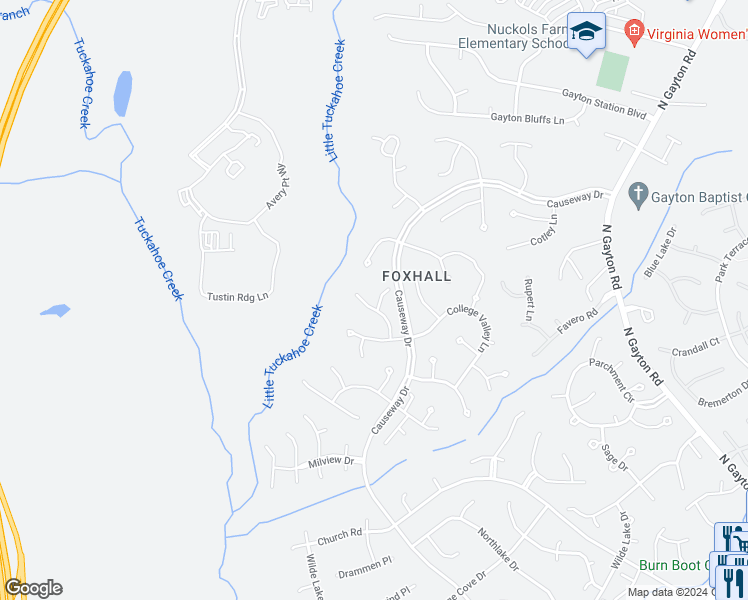 map of restaurants, bars, coffee shops, grocery stores, and more near 4017 Huntsteed Way in Richmond