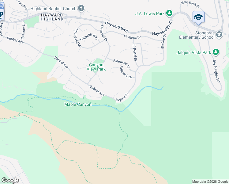 map of restaurants, bars, coffee shops, grocery stores, and more near 3430 Eureka Court in Hayward