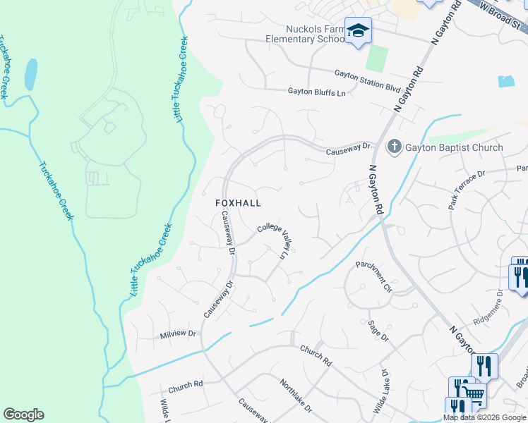 map of restaurants, bars, coffee shops, grocery stores, and more near 13509 Reynard Lane in Richmond