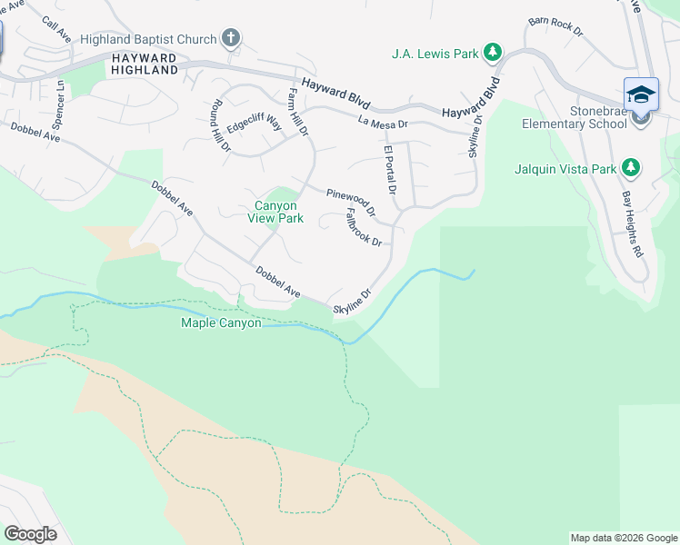map of restaurants, bars, coffee shops, grocery stores, and more near 3446 Eureka Court in Hayward