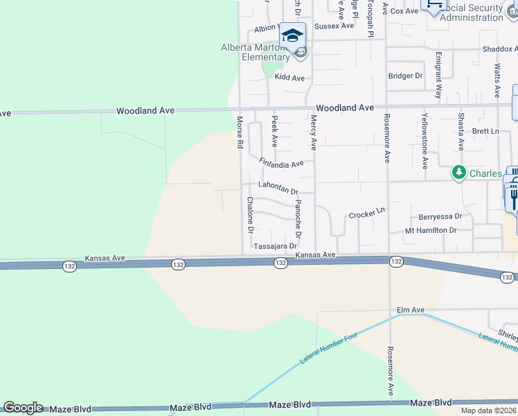 map of restaurants, bars, coffee shops, grocery stores, and more near 912 Chalone Drive in Modesto