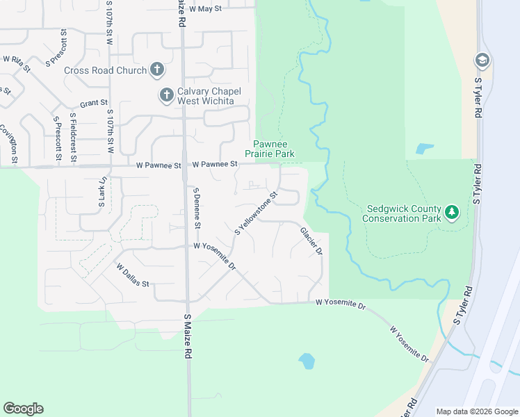 map of restaurants, bars, coffee shops, grocery stores, and more near 2498 Yellowstone Court in Wichita