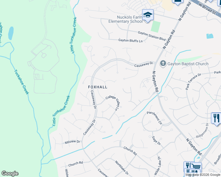 map of restaurants, bars, coffee shops, grocery stores, and more near 13509 Reynard Lane in Richmond