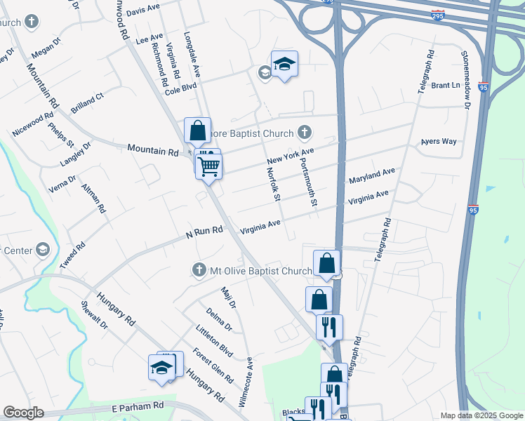 map of restaurants, bars, coffee shops, grocery stores, and more near 1409 Maryland Avenue in Glen Allen