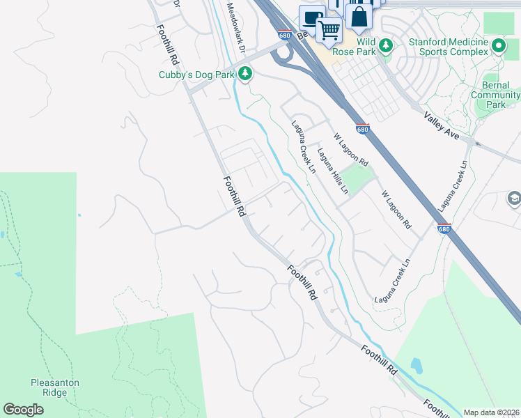 map of restaurants, bars, coffee shops, grocery stores, and more near 7907 Kemper Court in Pleasanton