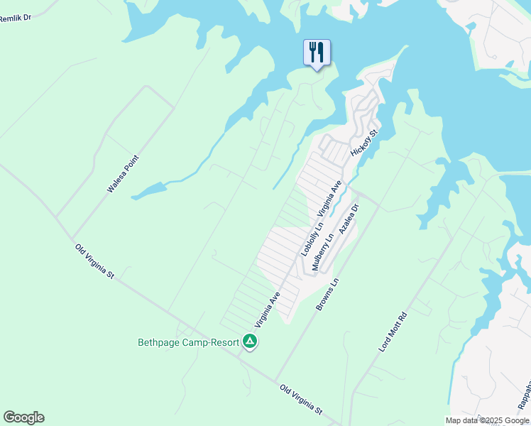map of restaurants, bars, coffee shops, grocery stores, and more near 470 Burrells Marina Road in Urbanna