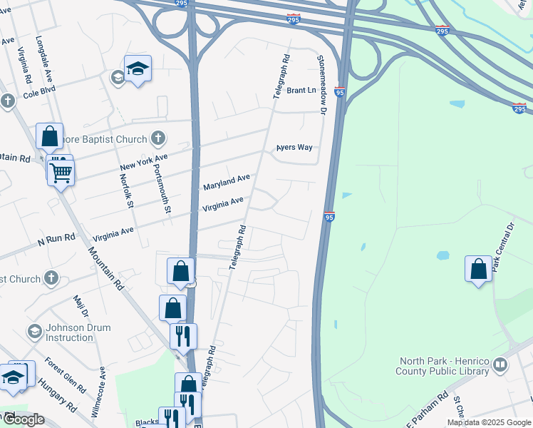 map of restaurants, bars, coffee shops, grocery stores, and more near 9117 Brookwood Glen Drive in Glen Allen