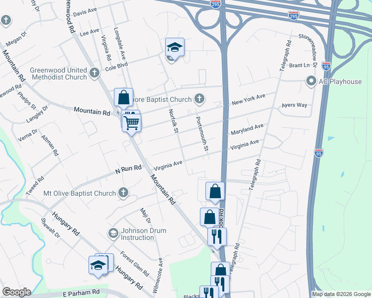 map of restaurants, bars, coffee shops, grocery stores, and more near 1315 Maryland Avenue in Glen Allen
