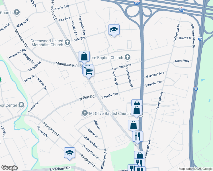 map of restaurants, bars, coffee shops, grocery stores, and more near 1409 Maryland Avenue in Glen Allen