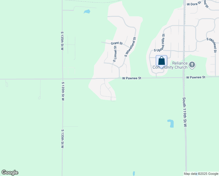 map of restaurants, bars, coffee shops, grocery stores, and more near 13463-13497 West Pawnee Street in Wichita