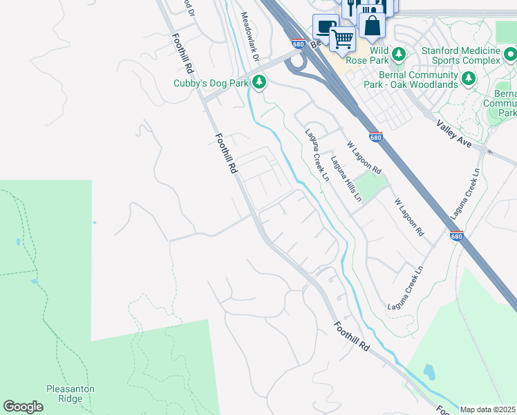 map of restaurants, bars, coffee shops, grocery stores, and more near 2303 Gloria Court in Pleasanton