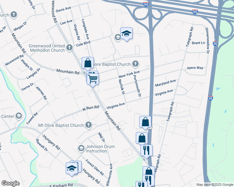 map of restaurants, bars, coffee shops, grocery stores, and more near 1406 Maryland Ave in Glen Allen