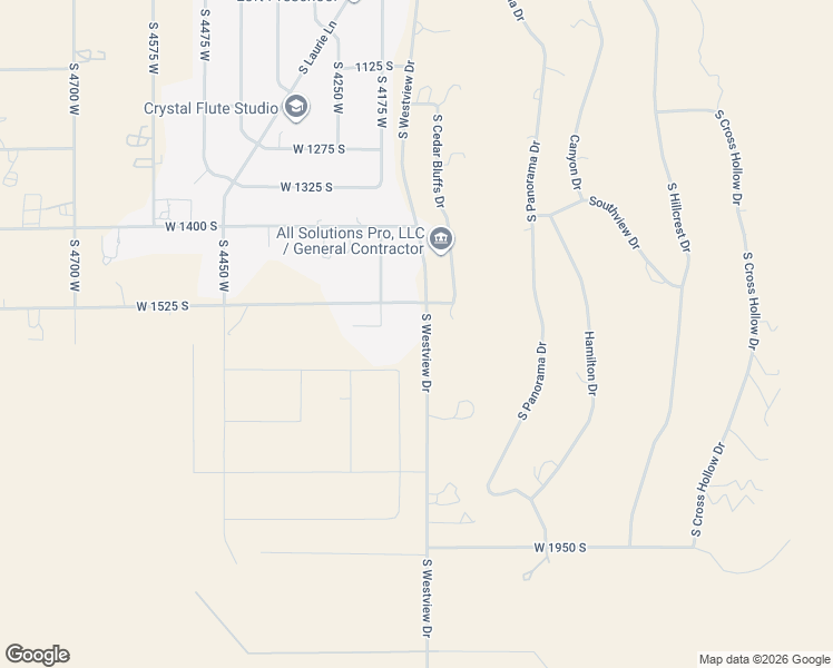 map of restaurants, bars, coffee shops, grocery stores, and more near 1574 South Westview Drive in Cedar City