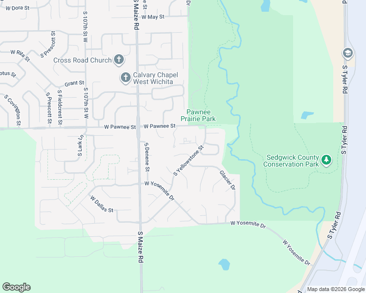 map of restaurants, bars, coffee shops, grocery stores, and more near 2400-2498 Yellowstone Court in Wichita
