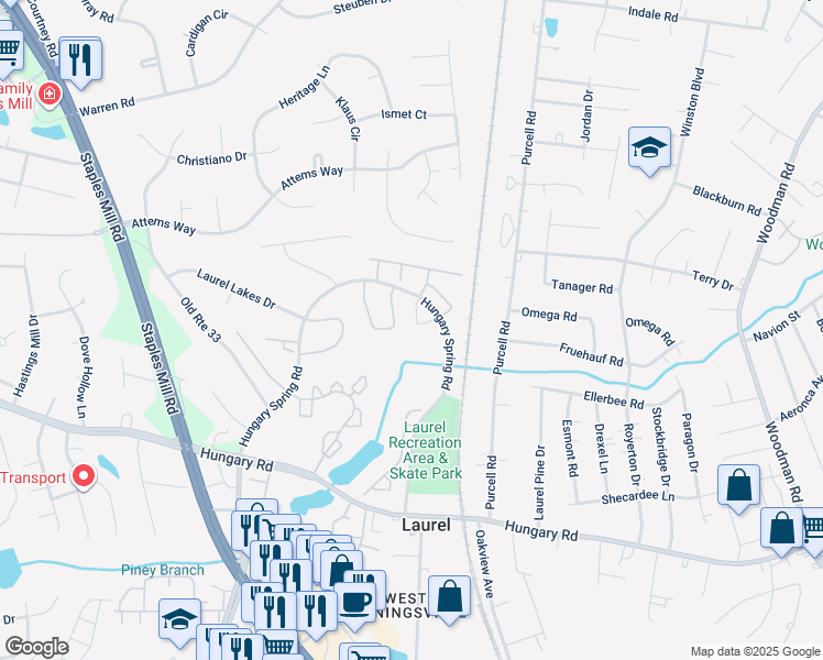 map of restaurants, bars, coffee shops, grocery stores, and more near 9532 Sara Beth Circle in Glen Allen