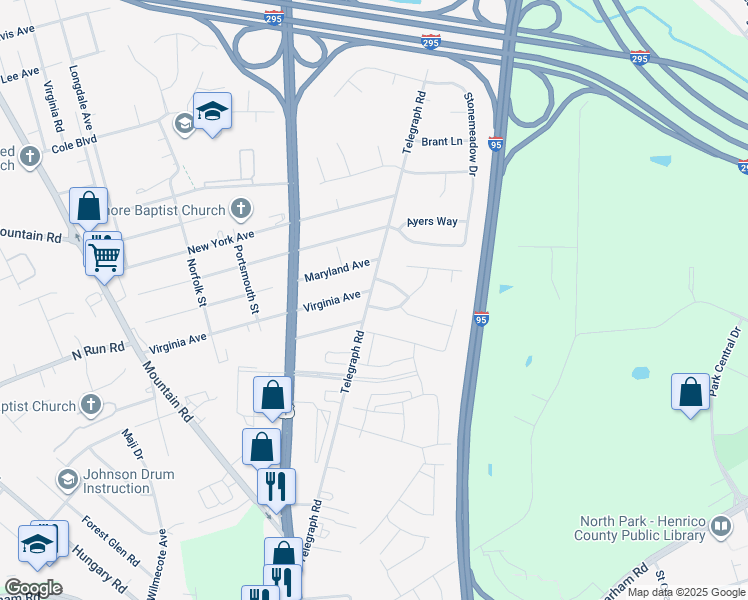 map of restaurants, bars, coffee shops, grocery stores, and more near 9100 Brookwood Glen Drive in Glen Allen