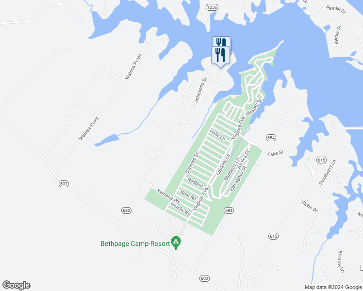 map of restaurants, bars, coffee shops, grocery stores, and more near 60 Raymond Drive in Urbanna