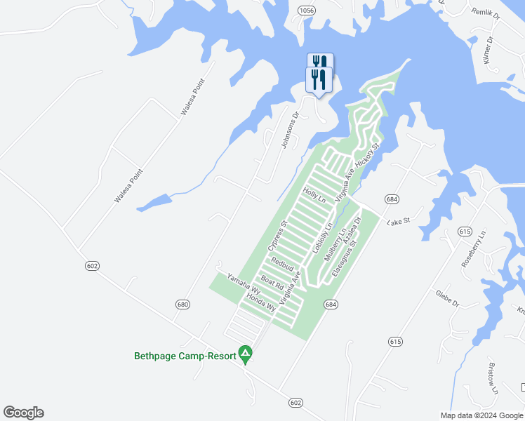 map of restaurants, bars, coffee shops, grocery stores, and more near 60 Raymond Drive in Urbanna