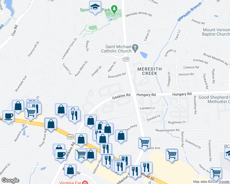 map of restaurants, bars, coffee shops, grocery stores, and more near 4200 Harwin Place in Glen Allen