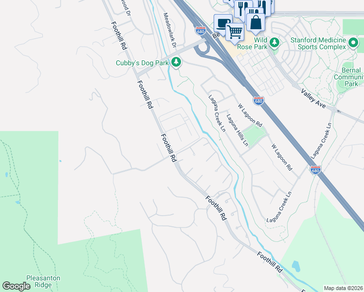 map of restaurants, bars, coffee shops, grocery stores, and more near 2204 Segundo Court in Pleasanton
