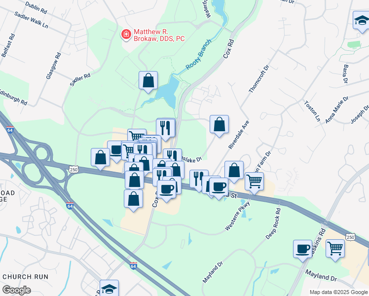 map of restaurants, bars, coffee shops, grocery stores, and more near 4101 Cox Road in Glen Allen