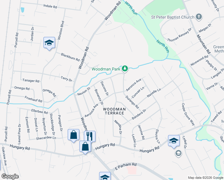 map of restaurants, bars, coffee shops, grocery stores, and more near 1903 Aeronca Avenue in Richmond