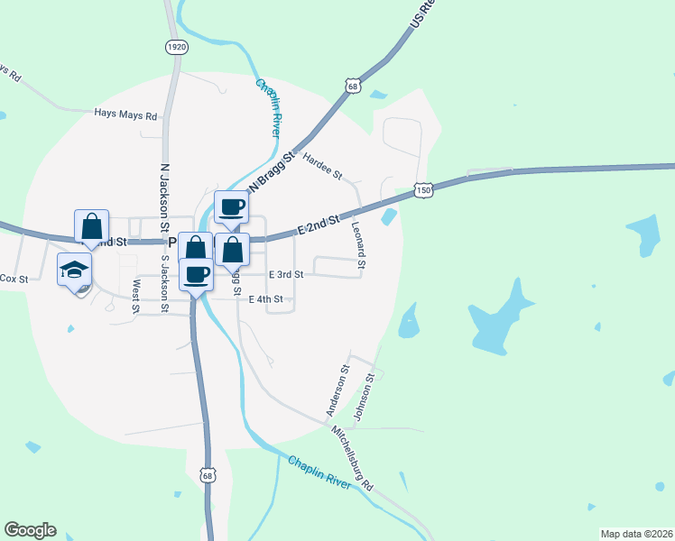 map of restaurants, bars, coffee shops, grocery stores, and more near 119 Gibson Street in Perryville