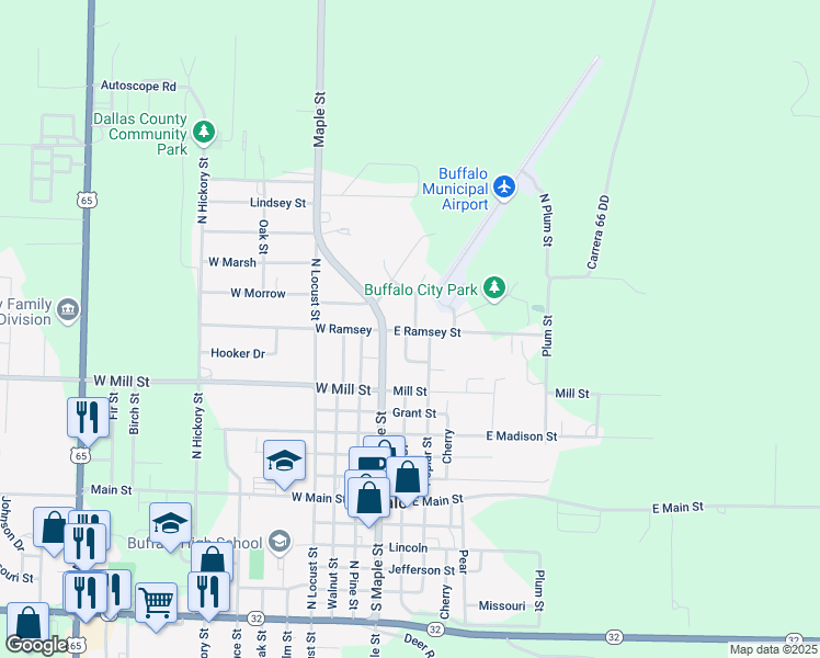 map of restaurants, bars, coffee shops, grocery stores, and more near Cedar Dr in Buffalo