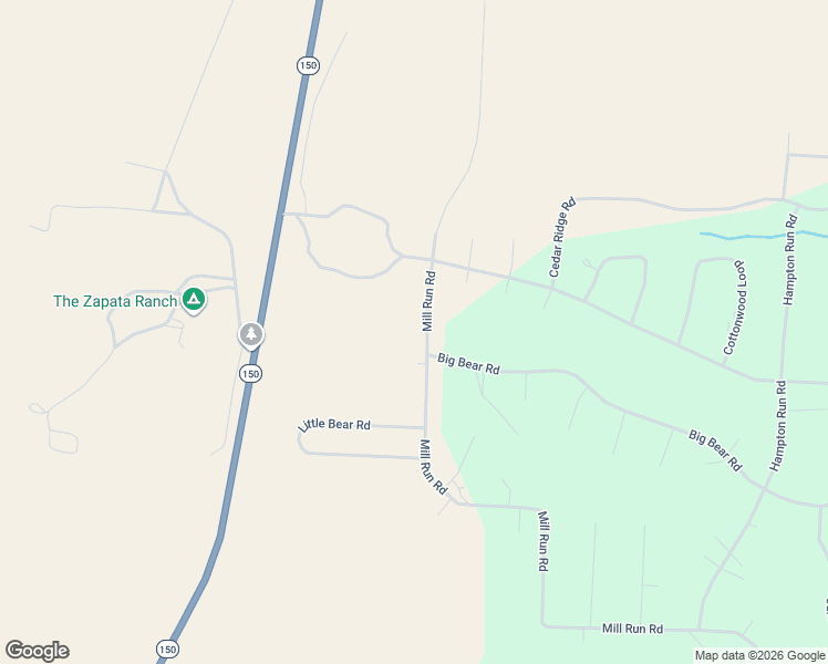 map of restaurants, bars, coffee shops, grocery stores, and more near Mill Run Road in Alamosa County