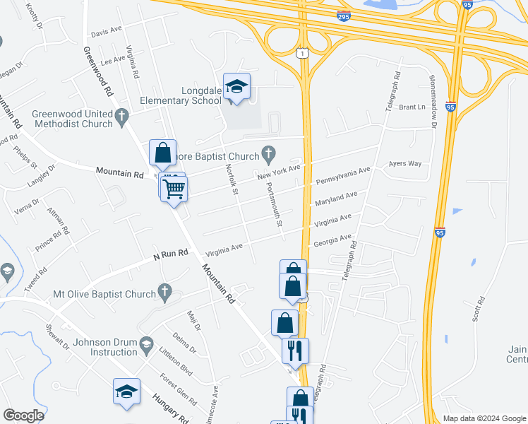 map of restaurants, bars, coffee shops, grocery stores, and more near 1306 Maryland Avenue in Glen Allen