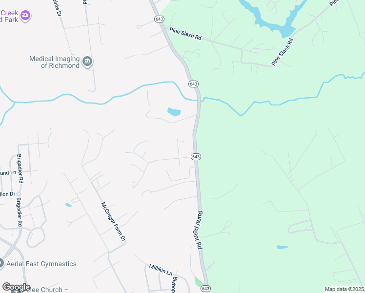 map of restaurants, bars, coffee shops, grocery stores, and more near 9104 Mossy Brook Road in Mechanicsville