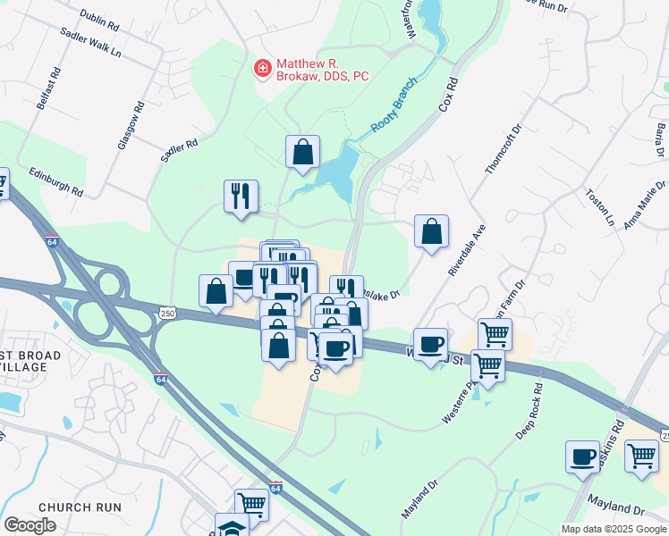 map of restaurants, bars, coffee shops, grocery stores, and more near 4120 Cox Road in Glen Allen