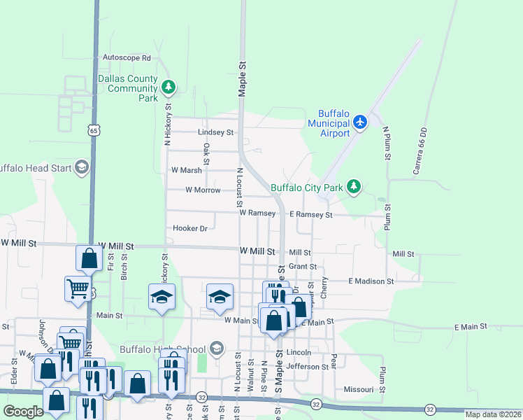 map of restaurants, bars, coffee shops, grocery stores, and more near 208 West Morrow Street in Buffalo