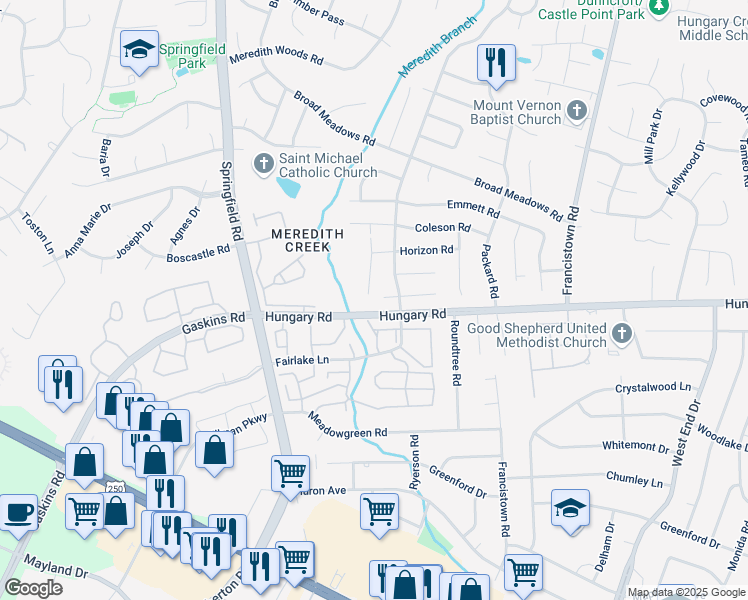 map of restaurants, bars, coffee shops, grocery stores, and more near 4505 Padgett Place in Glen Allen