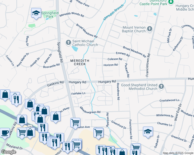 map of restaurants, bars, coffee shops, grocery stores, and more near 4505 Padgett Place in Glen Allen