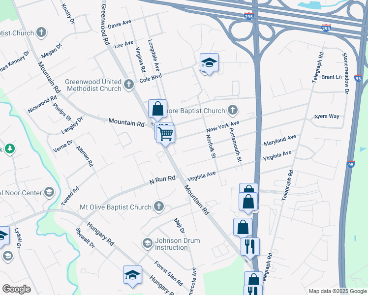map of restaurants, bars, coffee shops, grocery stores, and more near 1424 Pennsylvania Avenue in Glen Allen