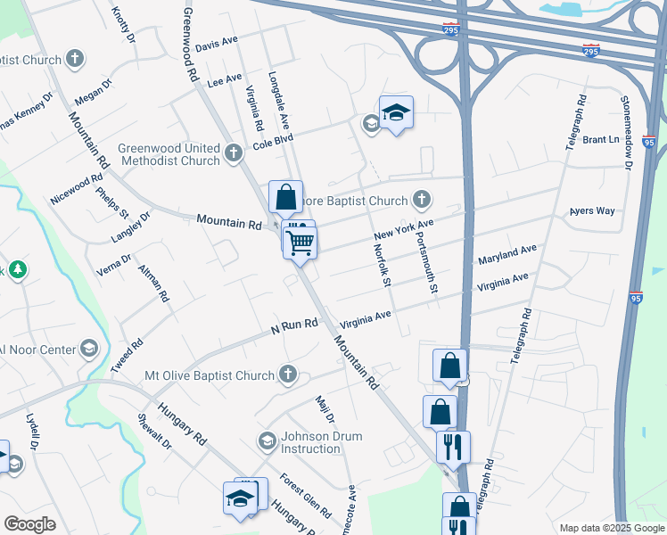 map of restaurants, bars, coffee shops, grocery stores, and more near 1424 Pennsylvania Avenue in Glen Allen