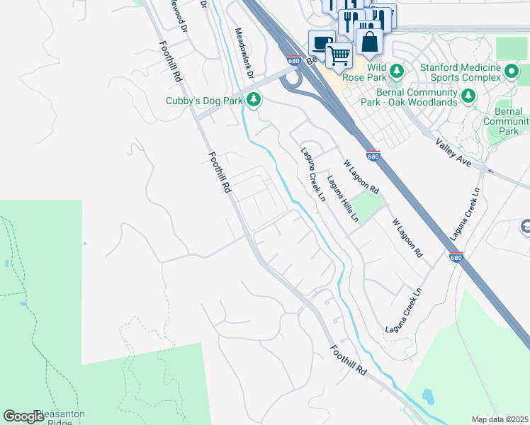 map of restaurants, bars, coffee shops, grocery stores, and more near in Pleasanton
