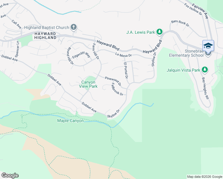 map of restaurants, bars, coffee shops, grocery stores, and more near 28007 Fallbrook Drive in Hayward