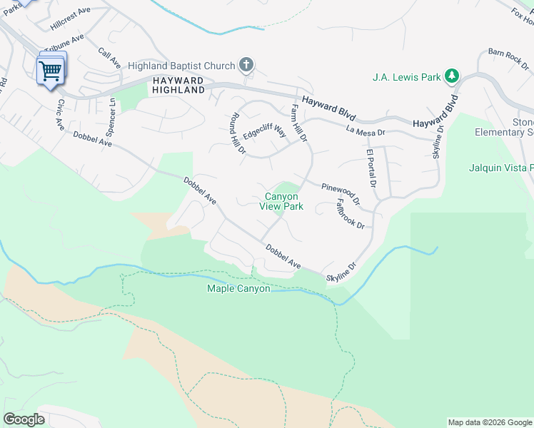 map of restaurants, bars, coffee shops, grocery stores, and more near 3379 Daisy Court in Hayward